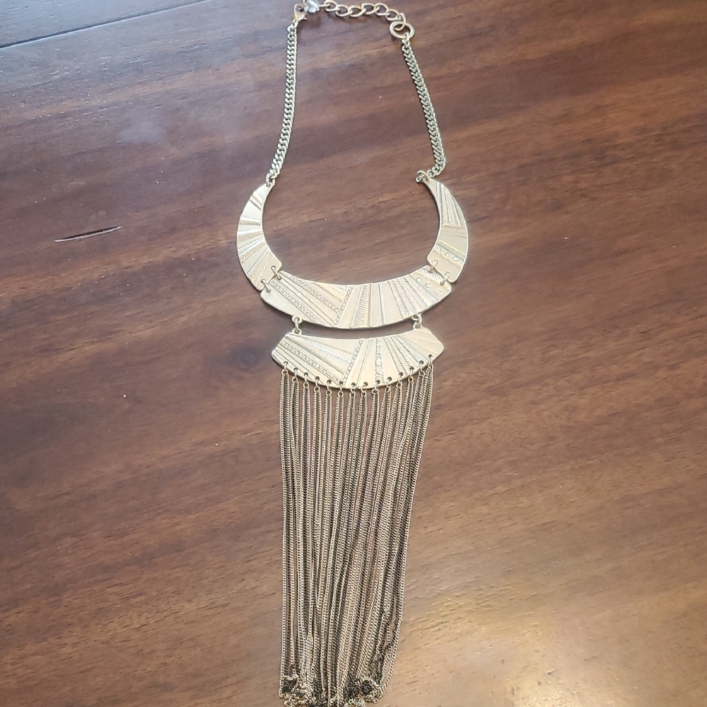 Mark. by Avon Statement Fringe Necklace – Bold Boho Metal Bib
